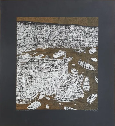 DEVRİM ERBİL — “İstanbul Haydarpaşa”, 2011 "İstanbul Haydarpaşa" eseri DEVRİM ERBİL tarafından 2011 yılında 100x70 cm ölçülerinde Serigrafi tekniği ile yapılmıştır.