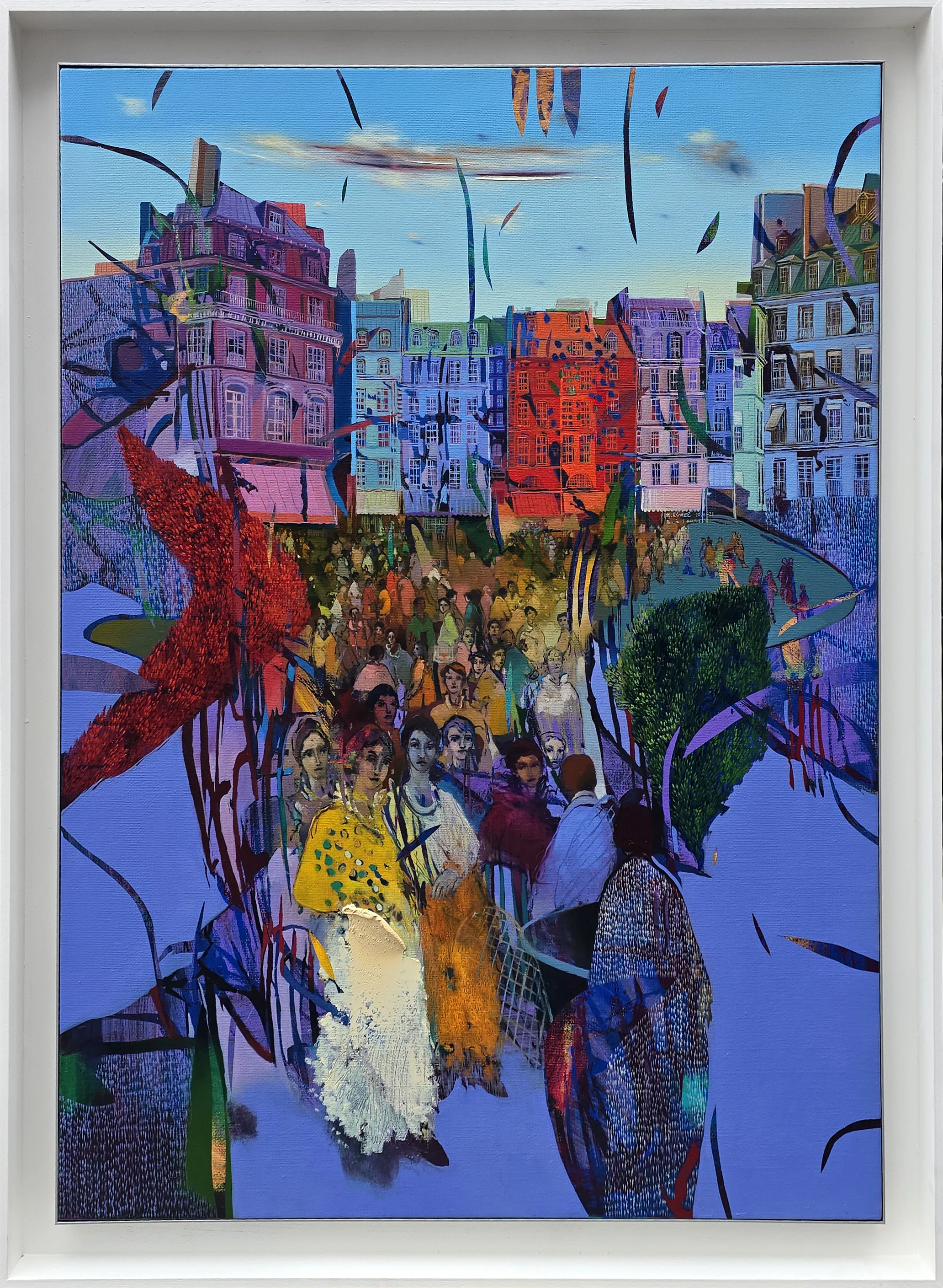 "Cafe Paris" eseri HAKAN ESMER tarafından 2021 yılında 116x89 cm ölçülerinde Tuval üzeri yağlı boya tekniği ile yapılmıştır.