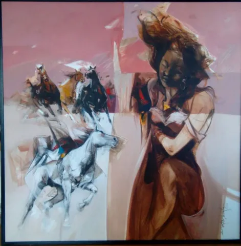 AKDOĞAN TOPAÇLIOĞLU — “İsimsiz”, 2017 "İsimsiz" eseri AKDOĞAN TOPAÇLIOĞLU tarafından 2017 yılında 130x130 cm ölçülerinde Tuval üzeri yağlı boya tekniği ile yapılmıştır.