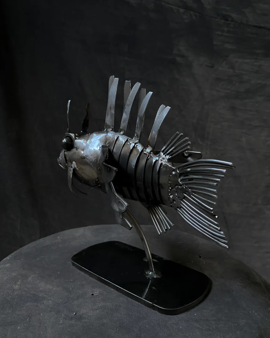 "Aslan Balığı" eseri MÜCAHİT DİYAR ARIZ tarafından 2025 yılında 23x26x13,5 cm ölçülerinde Metal heykel tekniği ile yapılmıştır.