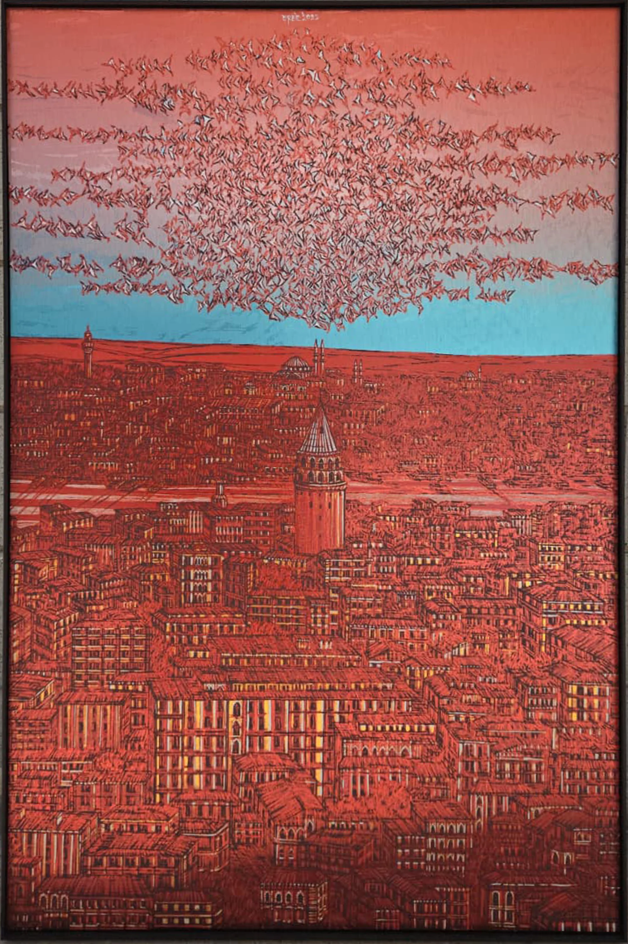 "İsimsiz" eseri DEVRİM ERBİL tarafından 2025 yılında 90x60 cm ölçülerinde Alüminyum üzerine Giclee baskı 1/1 Monoprint tekniği ile yapılmıştır.