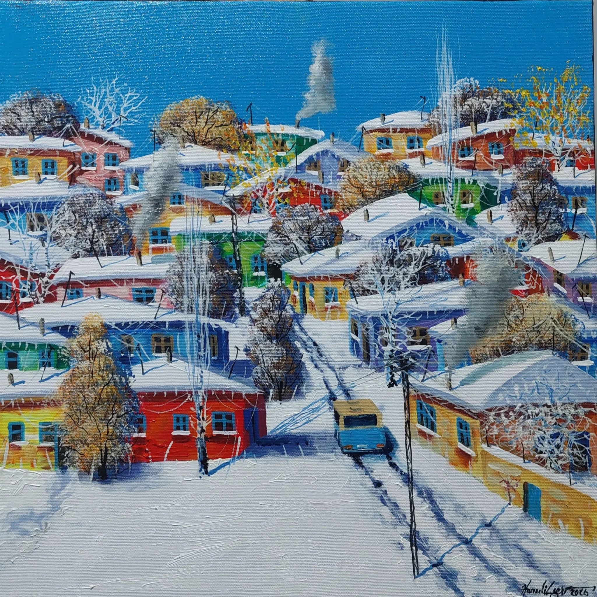 Bu eser HAMDİ ESER tarafından 2026 yılında 40x40 cm ölçülerinde Tuval üzeri yağlı boya tekniği ile yapılmıştır.