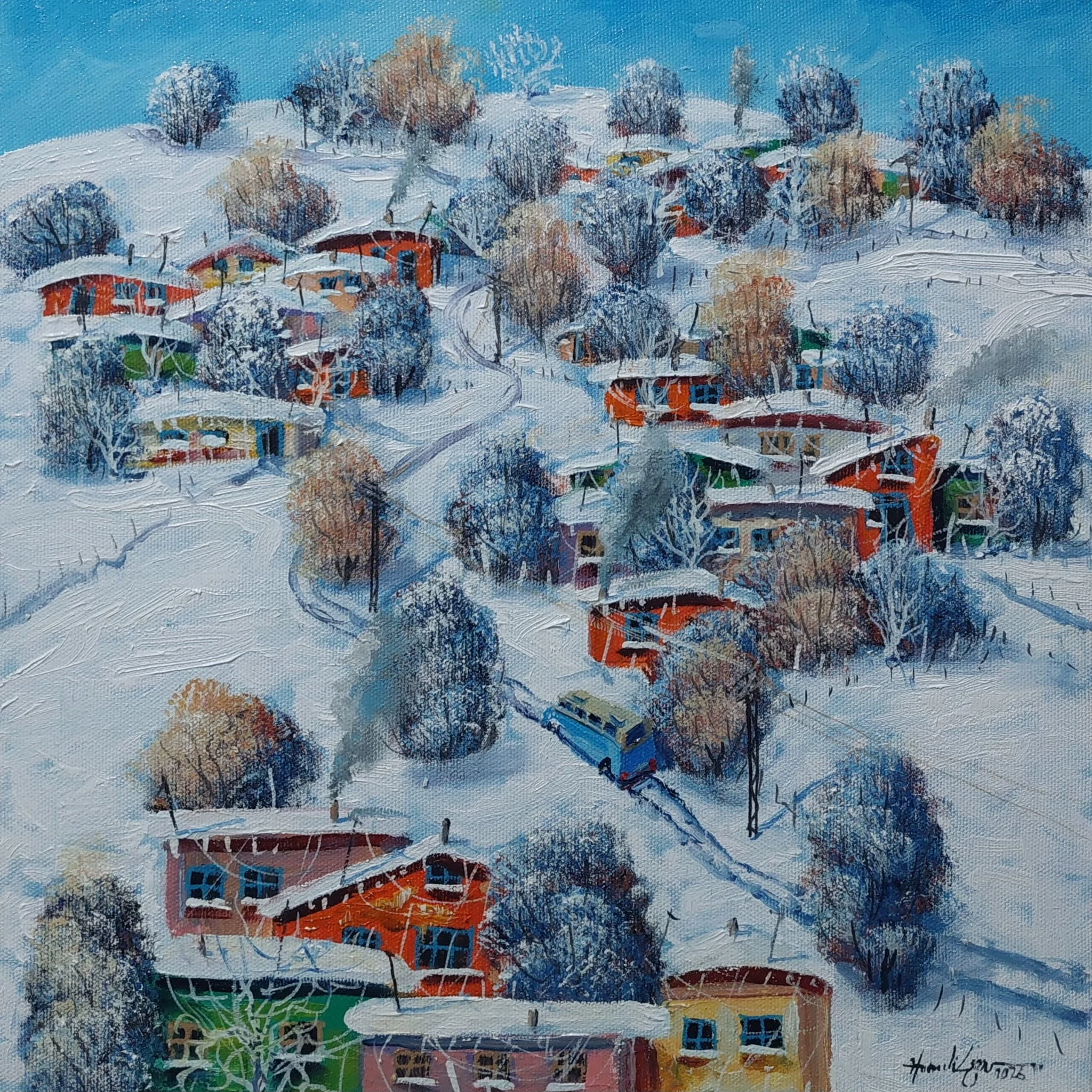 Bu eser HAMDİ ESER tarafından 2026 yılında 30x30 cm ölçülerinde Tuval üzeri yağlı boya tekniği ile yapılmıştır.