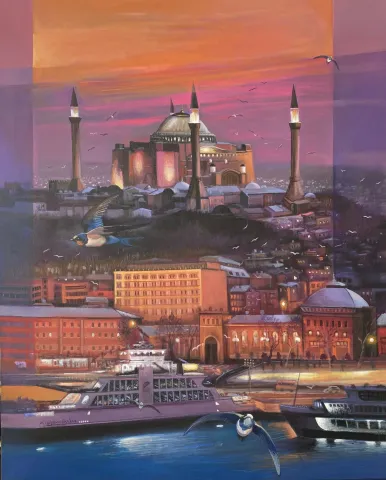 KADİR ŞİŞGİNOĞLU — “Ayasofya'ya bakış”, 2024 "Ayasofya'ya bakış" eseri KADİR ŞİŞGİNOĞLU tarafından 2024 yılında 100x80 cm ölçülerinde Tuval üzeri akrilik boya tekniği ile yapılmıştır.