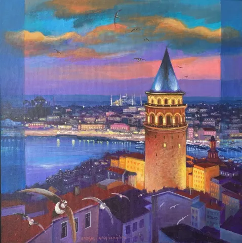 KADİR ŞİŞGİNOĞLU — “Galata Kulesi”, 2026 "Galata Kulesi" eseri KADİR ŞİŞGİNOĞLU tarafından 2026 yılında 50x50 cm ölçülerinde Tuval üzeri akrilik boya tekniği ile yapılmıştır.