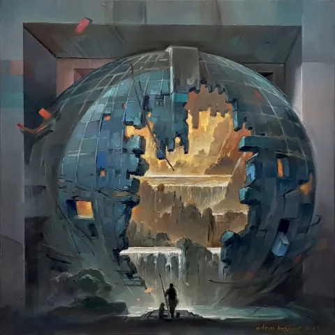 ADEM BAŞPINAR — “Acun”, 2021 "Acun" eseri ADEM BAŞPINAR tarafından 2021 yılında 40x40 cm ölçülerinde Tuval üzeri akrilik boya tekniği ile yapılmıştır.