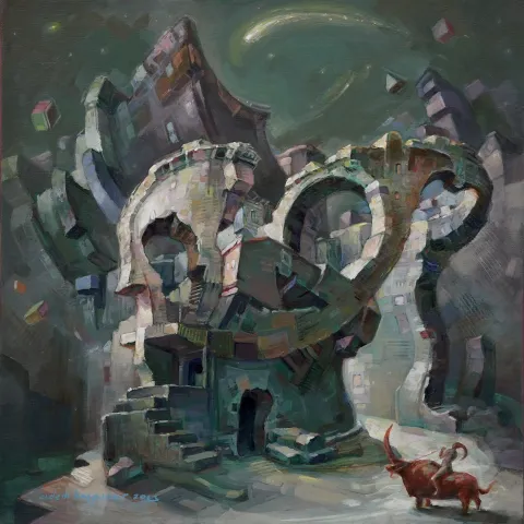 ADEM BAŞPINAR — “Mevki”, 2023 "Mevki" eseri ADEM BAŞPINAR tarafından 2023 yılında 40x40 cm ölçülerinde Tuval üzeri akrilik boya tekniği ile yapılmıştır.