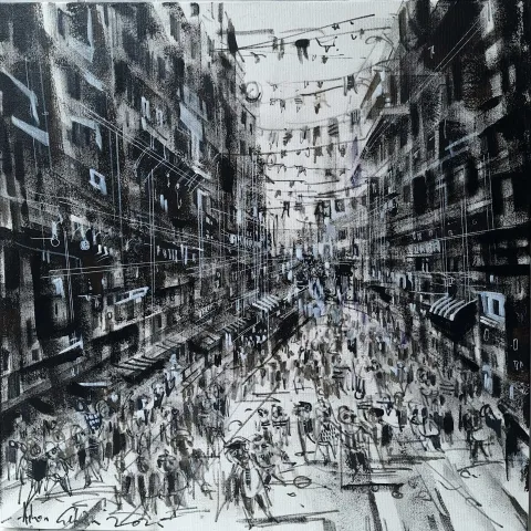 AYHAN ÇETİN — “Beyoğlu”, 2025 "Beyoğlu" eseri AYHAN ÇETİN tarafından 2025 yılında 60x60 cm ölçülerinde Tuval üzeri akrilik boya tekniği ile yapılmıştır.