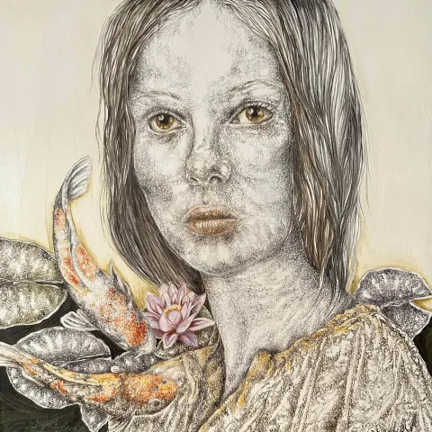 ILGIN ERDEM — “Human”, 2023 "Human" eseri ILGIN ERDEM tarafından 2023 yılında 60x60 cm ölçülerinde Tuval üzeri yağlı boya tekniği ile yapılmıştır.