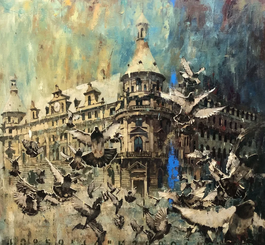yakınlaştır "Güvercinler Serisi" eseri OSMAN AKÇA tarafından 120x130 cm ölçülerinde Tuval üzeri yağlı boya tekniği ile yapılmıştır.