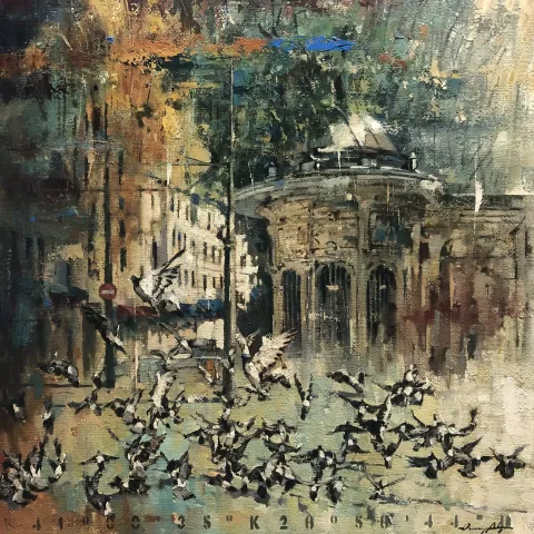 OSMAN AKÇA — “Güvercinler Serisi” "Güvercinler Serisi" eseri OSMAN AKÇA tarafından 76x76 cm ölçülerinde Tuval üzeri yağlı boya tekniği ile yapılmıştır.