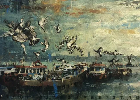 OSMAN AKÇA — “Güvercinler Serisi” "Güvercinler Serisi" eseri OSMAN AKÇA tarafından 64x90 cm ölçülerinde Tuval üzeri yağlı boya tekniği ile yapılmıştır.