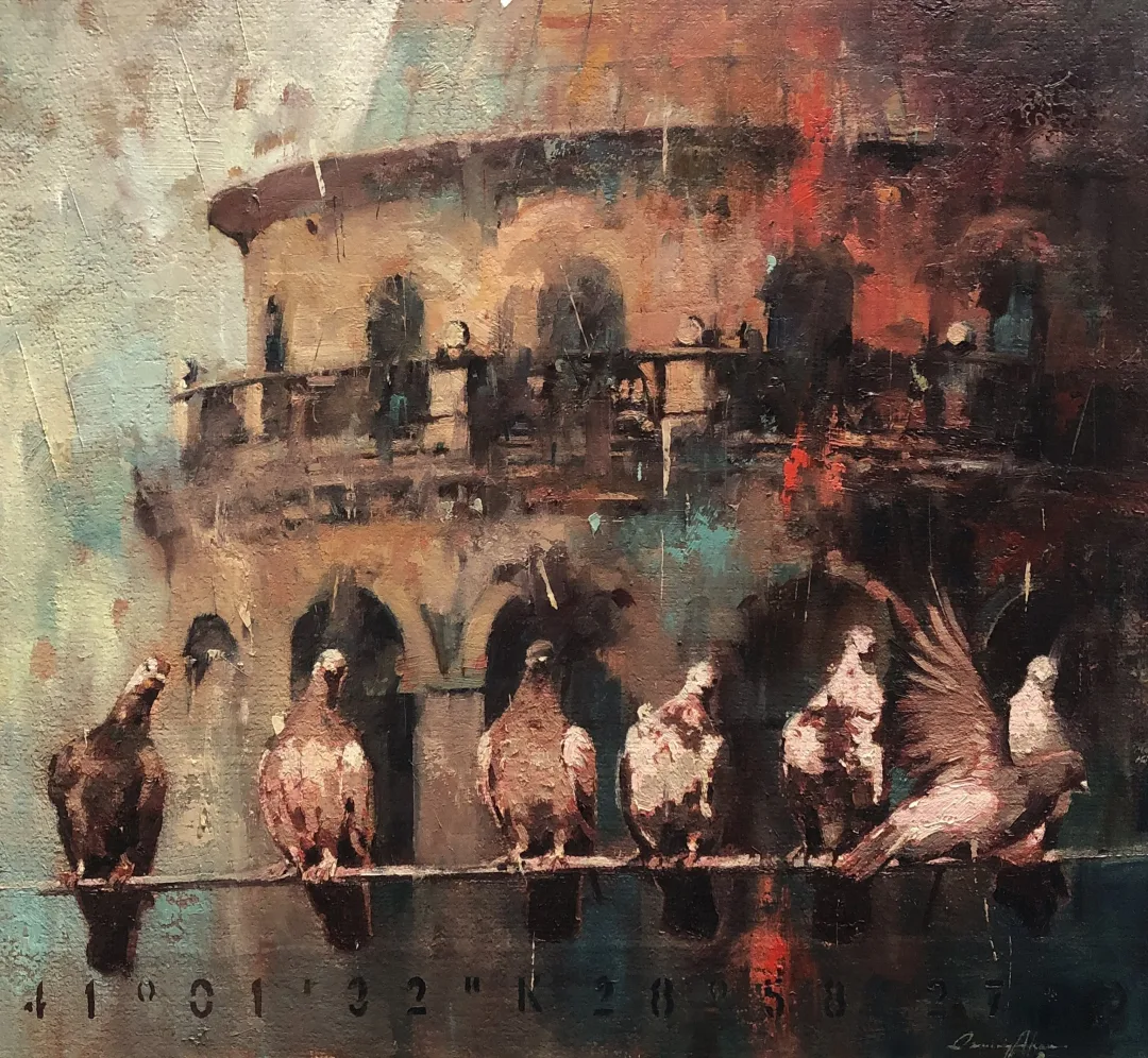 yakınlaştır "Güvercinler Serisi" eseri OSMAN AKÇA tarafından 59x64 cm ölçülerinde Tuval üzeri yağlı boya tekniği ile yapılmıştır.