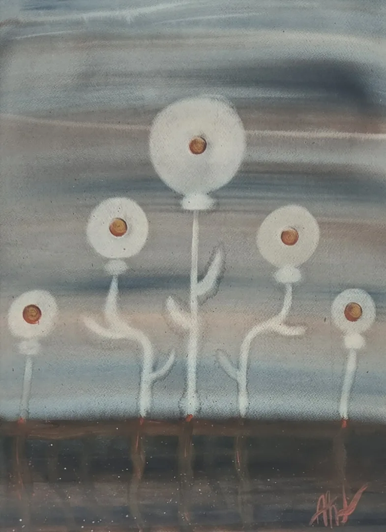 Abidin Dino — Çiçekler serisinden, 1970, kâğıt üzerine guaj