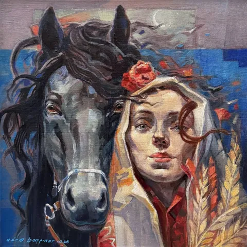 ADEM BAŞPINAR — “Murad”, 2026 "Murad" eseri ADEM BAŞPINAR tarafından 2026 yılında 40x40 cm ölçülerinde Tuval üzeri akrilik boya tekniği ile yapılmıştır.