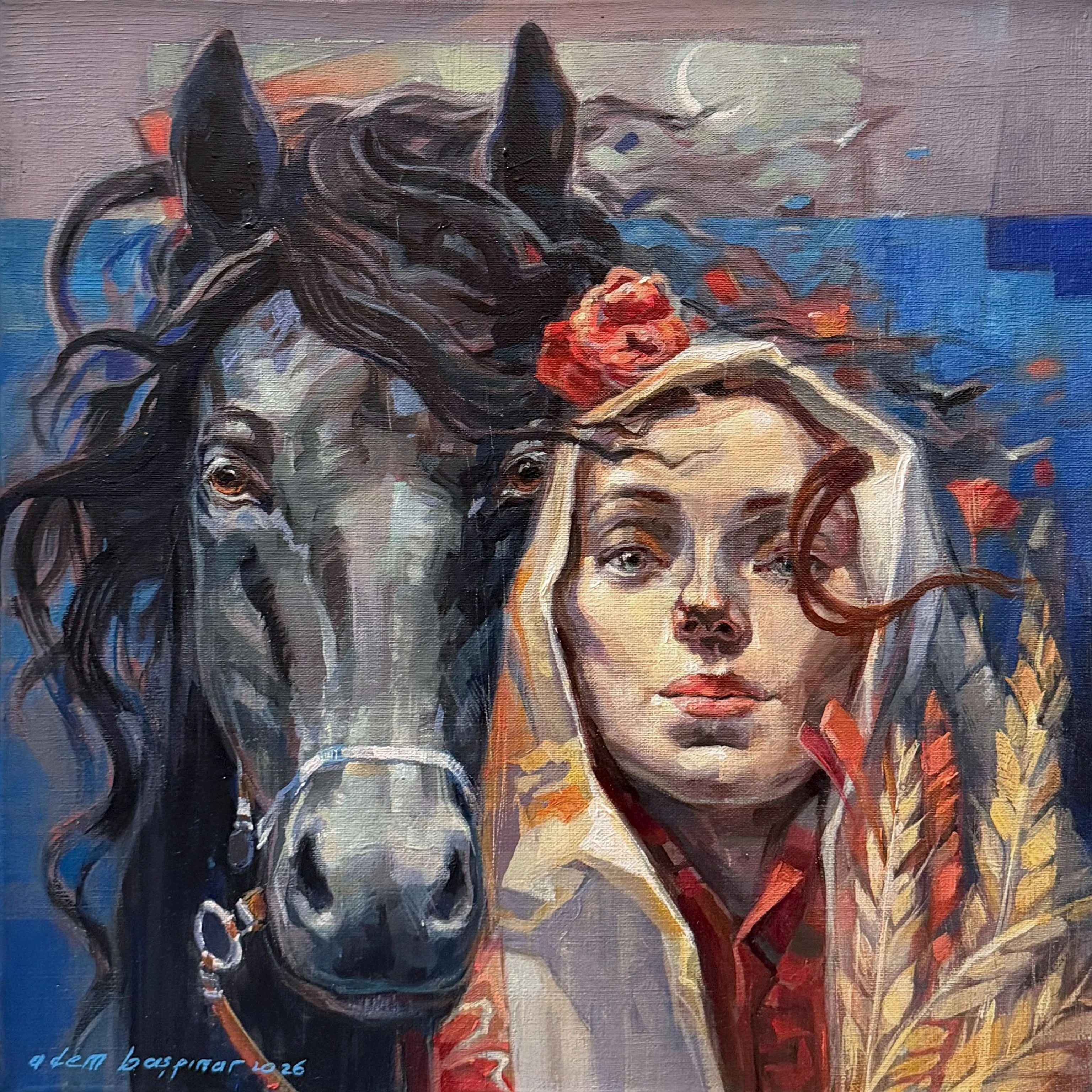 "Murad" eseri ADEM BAŞPINAR tarafından 2026 yılında 40x40 cm ölçülerinde Tuval üzeri akrilik boya tekniği ile yapılmıştır.