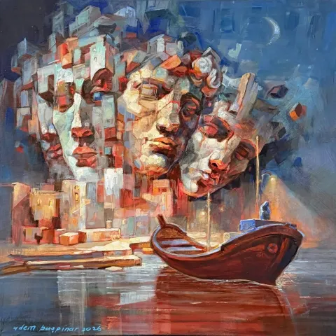 ADEM BAŞPINAR — “Ara”, 2026 "Ara" eseri ADEM BAŞPINAR tarafından 2026 yılında 40x40 cm ölçülerinde Tuval üzeri akrilik boya tekniği ile yapılmıştır.