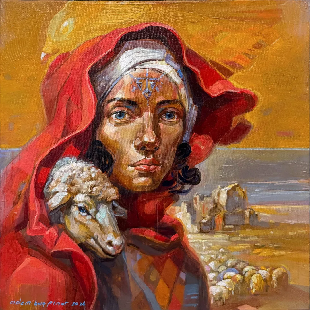 "Banu" eseri ADEM BAŞPINAR tarafından 2026 yılında 40x40 cm ölçülerinde Tuval üzeri akrilik boya tekniği ile yapılmıştır.