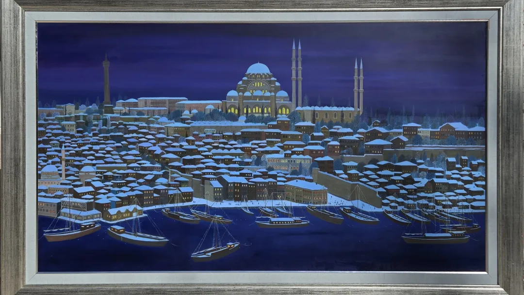 yakınlaştır "1860'lı yıllar İstanbul" eseri BAYRAM GÜMÜŞ tarafından 2006 yılında 90x160 cm ölçülerinde Tuval üzeri yağlı boya tekniği ile yapılmıştır.
