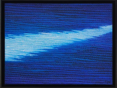 AHMET YEŞİL — “Mavi Üzerine Notlar”, 2004 "Mavi Üzerine Notlar" eseri AHMET YEŞİL tarafından 2004 yılında 60x80 cm ölçülerinde Tuval üzeri yağlı boya tekniği ile yapılmıştır.