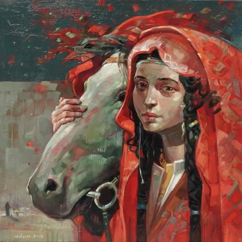 ADEM BAŞPINAR — “Dudu”, 2025 "Dudu" eseri ADEM BAŞPINAR tarafından 2025 yılında 40x40 cm ölçülerinde Tuval üzeri akrilik boya tekniği ile yapılmıştır.
