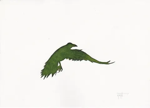 "Karga" eseri YİĞİT ALTIPARMAKOĞULLARI tarafından 2013 yılında 15x21 cm ölçülerinde Kağıt üzeri Ekolin tekniği ile yapılmıştır.