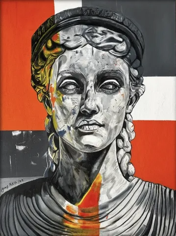 YUSUF KAYA — “Amara”, 2025 "Amara" eseri YUSUF KAYA tarafından 2025 yılında 80x60 cm ölçülerinde Tuval üzeri karışık teknik tekniği ile yapılmıştır.