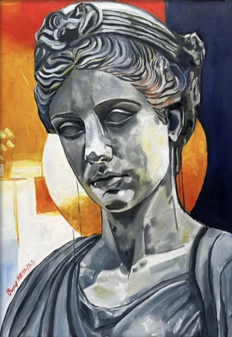YUSUF KAYA — “Lyra”, 2025 "Lyra" eseri YUSUF KAYA tarafından 2025 yılında 42x29 cm ölçülerinde Kağıt üzeri akrilik boya tekniği ile yapılmıştır.