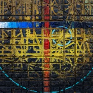 ALİ ERTUĞRUL KÜPELİ tarafından 2021 yılında 30x30 cm ölçülerinde MDF üzeri karışık teknik tekniği ile yapılmıştır.