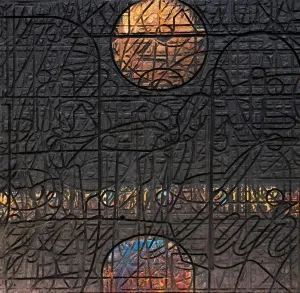 ALİ ERTUĞRUL KÜPELİ tarafından 2021 yılında 49x50 cm ölçülerinde MDF üzeri karışık teknik tekniği ile yapılmıştır.