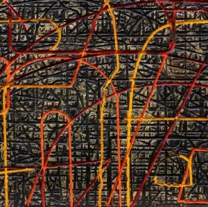 ALİ ERTUĞRUL KÜPELİ tarafından 2021 yılında 40x40 cm ölçülerinde MDF üzeri karışık teknik tekniği ile yapılmıştır.