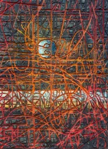 ALİ ERTUĞRUL KÜPELİ tarafından 2021 yılında 47x35 cm ölçülerinde MDF üzeri karışık teknik tekniği ile yapılmıştır.