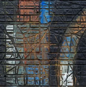 ALİ ERTUĞRUL KÜPELİ tarafından 2021 yılında 30x30 cm ölçülerinde MDF üzeri karışık teknik tekniği ile yapılmıştır.