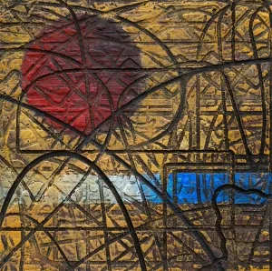 ALİ ERTUĞRUL KÜPELİ tarafından 2021 yılında 25x25 cm ölçülerinde MDF üzeri karışık teknik tekniği ile yapılmıştır.