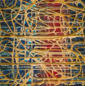 ALİ ERTUĞRUL KÜPELİ tarafından 2019 yılında 25x25 cm ölçülerinde MDF üzeri karışık teknik tekniği ile yapılmıştır.