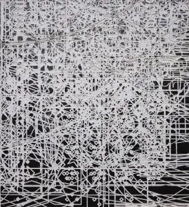 ALİ ERTUĞRUL KÜPELİ tarafından 2021 yılında 110x120 cm ölçülerinde MDF üzeri karışık teknik tekniği ile yapılmıştır.