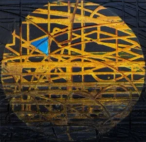 ALİ ERTUĞRUL KÜPELİ tarafından 2021 yılında 30x30 cm ölçülerinde MDF üzeri karışık teknik tekniği ile yapılmıştır.