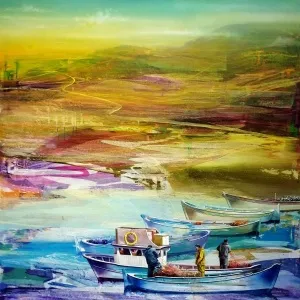 TURGUT AKARSU tarafından 2023 yılında 150x90 cm ölçülerinde Tuval üzeri akrilik boya tekniği ile yapılmıştır.