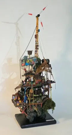MELİH ŞENTÜRK tarafından 56x22x18 cm ölçülerinde Geri dönüşüm, akrilik boya tekniği ile yapılmıştır.