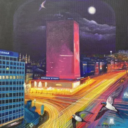 KADİR ŞİŞGİNOĞLU tarafından 2026 yılında 50x50 cm ölçülerinde Tuval üzeri akrilik boya tekniği ile yapılmıştır.