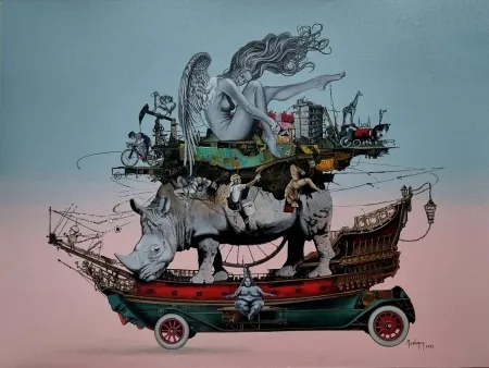 MEHMET SAKIZCI tarafından 2022 yılında 90x120 cm ölçülerinde Tuval üzeri akrilik boya tekniği ile yapılmıştır.