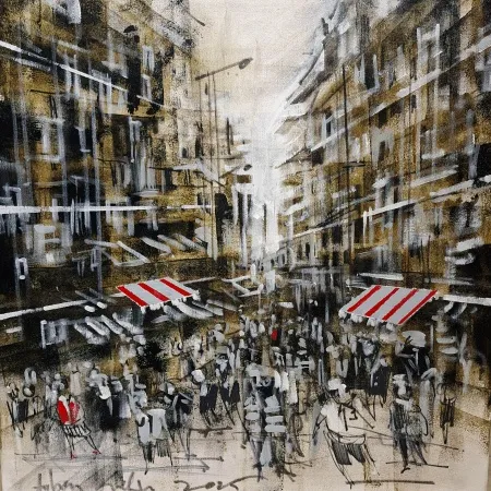 AYHAN ÇETİN tarafından 2025 yılında 50x50 cm ölçülerinde Tuval üzeri akrilik boya tekniği ile yapılmıştır.