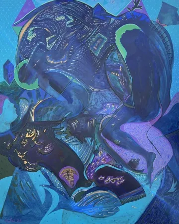 NECMETTİN ÖZLÜ tarafından 2025 yılında 150x120 cm ölçülerinde Tuval üzeri akrilik boya tekniği ile yapılmıştır.