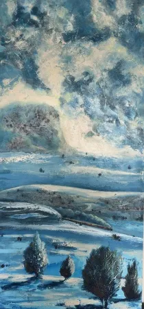 TOLGA BOZTOPRAK tarafından 2026 yılında 150x70 cm ölçülerinde Tuval üzeri karışık teknik tekniği ile yapılmıştır.