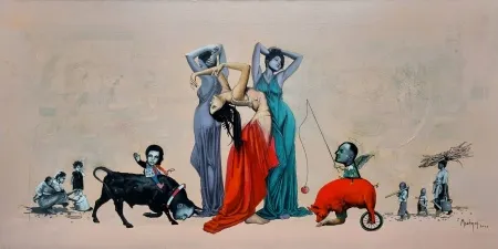 MEHMET SAKIZCI tarafından 2022 yılında 70x140 cm ölçülerinde Tuval üzeri akrilik boya tekniği ile yapılmıştır.