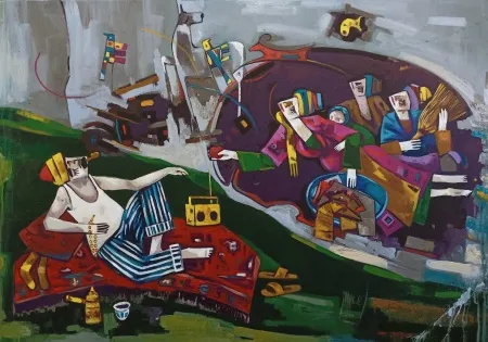 MEHMET YÜCEL tarafından 2025 yılında 70x100 cm ölçülerinde Tuval üzeri akrilik boya tekniği ile yapılmıştır.