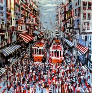 AYHAN ÇETİN tarafından 2025 yılında 100x100 cm ölçülerinde Tuval üzeri akrilik boya tekniği ile yapılmıştır.