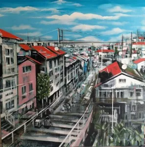 AYHAN ÇETİN tarafından 2025 yılında 100x100 cm ölçülerinde Tuval üzeri akrilik boya tekniği ile yapılmıştır.