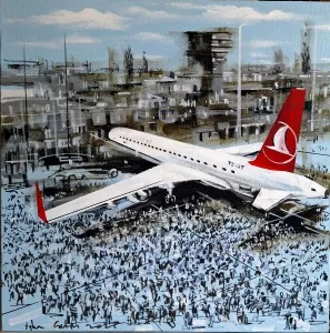 AYHAN ÇETİN tarafından 2025 yılında 60x60 cm ölçülerinde Tuval üzeri akrilik boya tekniği ile yapılmıştır.