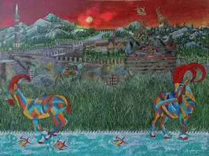 MURAT ÖZDOĞRU tarafından 2025 yılında 180x240 cm ölçülerinde Tuval üzeri akrilik boya tekniği ile yapılmıştır.